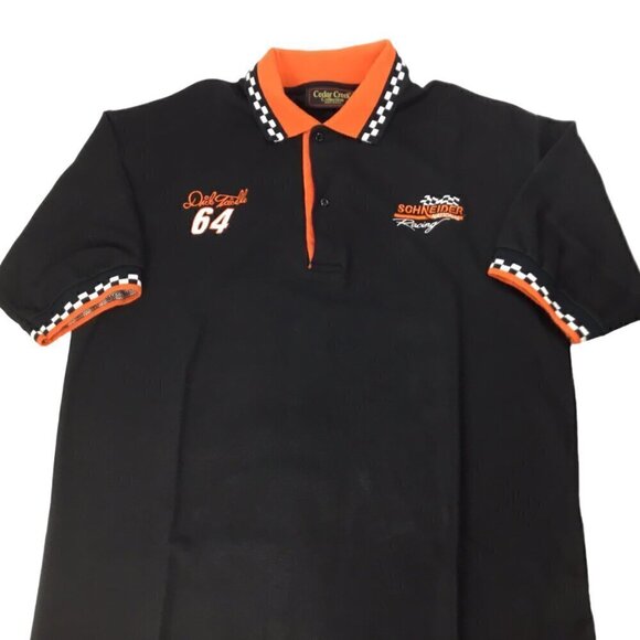 Dick Trickle Schneider National Racing Polo Shirt NASCAR Size Large Checkerboard - Picture 7 of 10